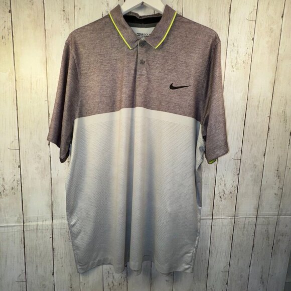 Nike Major Moment Golf Polo Shirt 685723 043 Momentum Golfing Grey Volt Mens XL - Picture 1 of 9